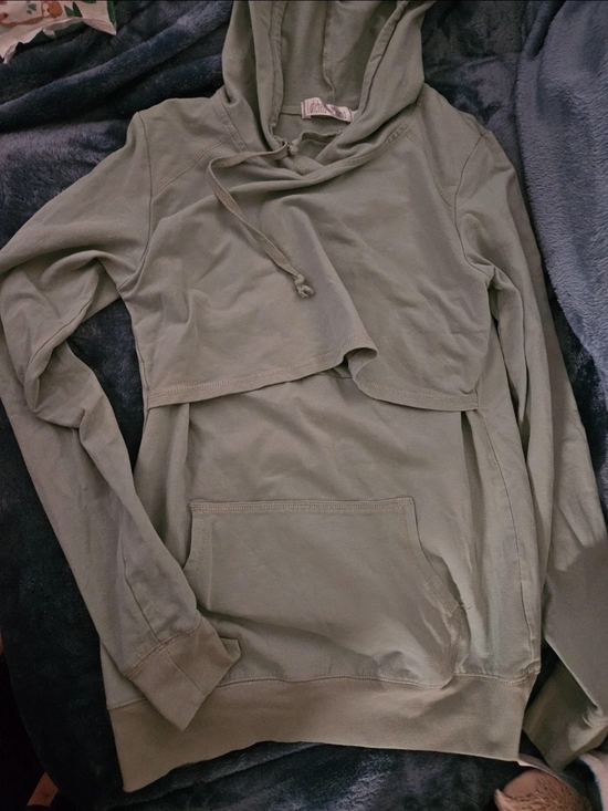 Latched Mama Jackets & Blazers - Latched Mama Olive Green Overlay Hoodie